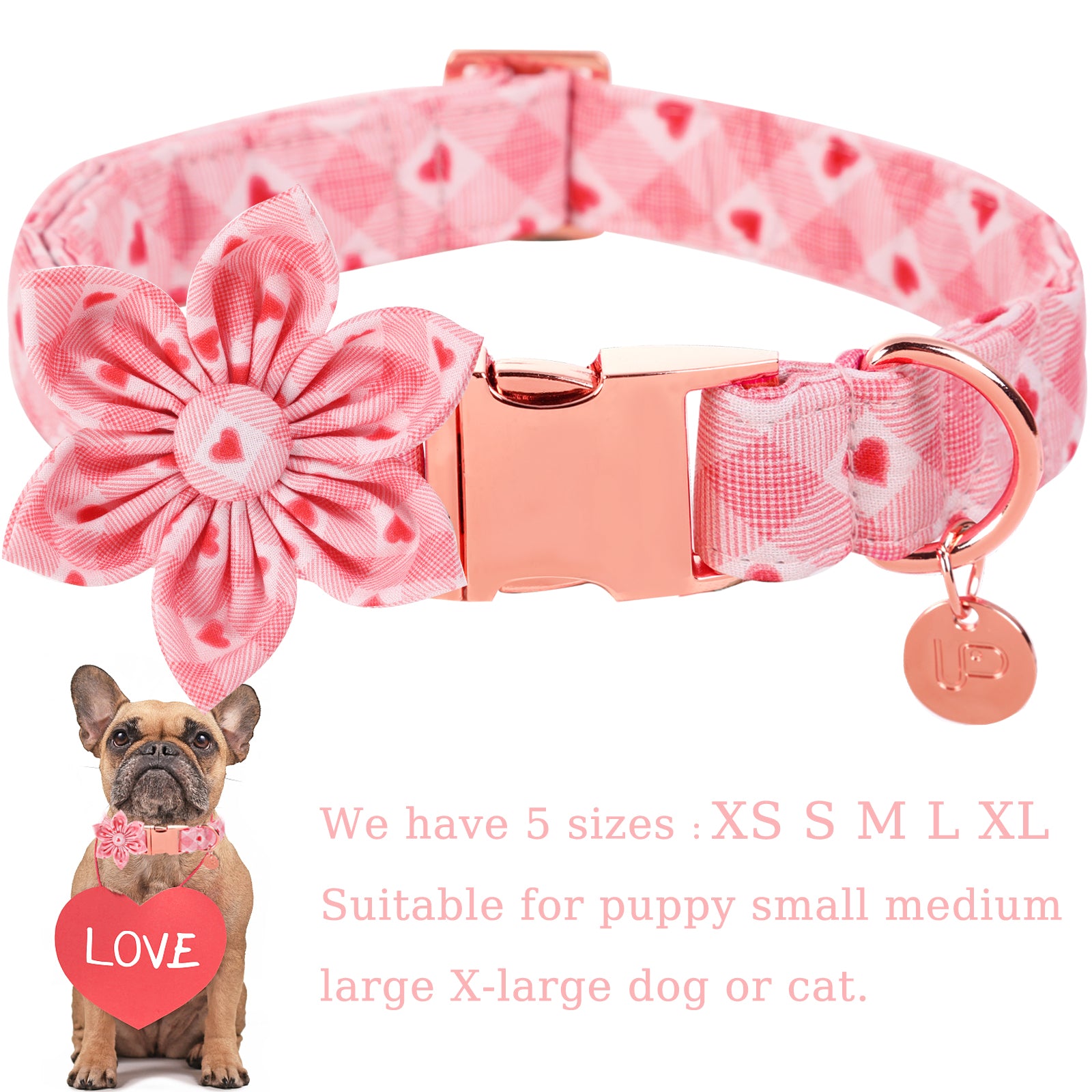 Valentine's Day Dog Collar with Flower for Female Dog