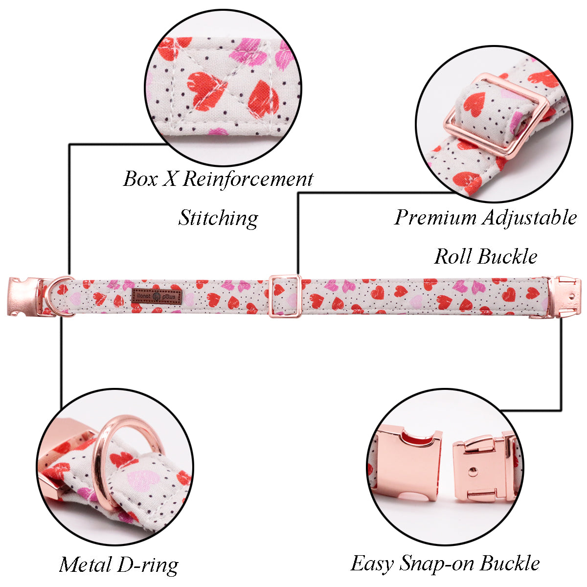 Valentine's Day Dog Collar with Sailor Bow for Girl