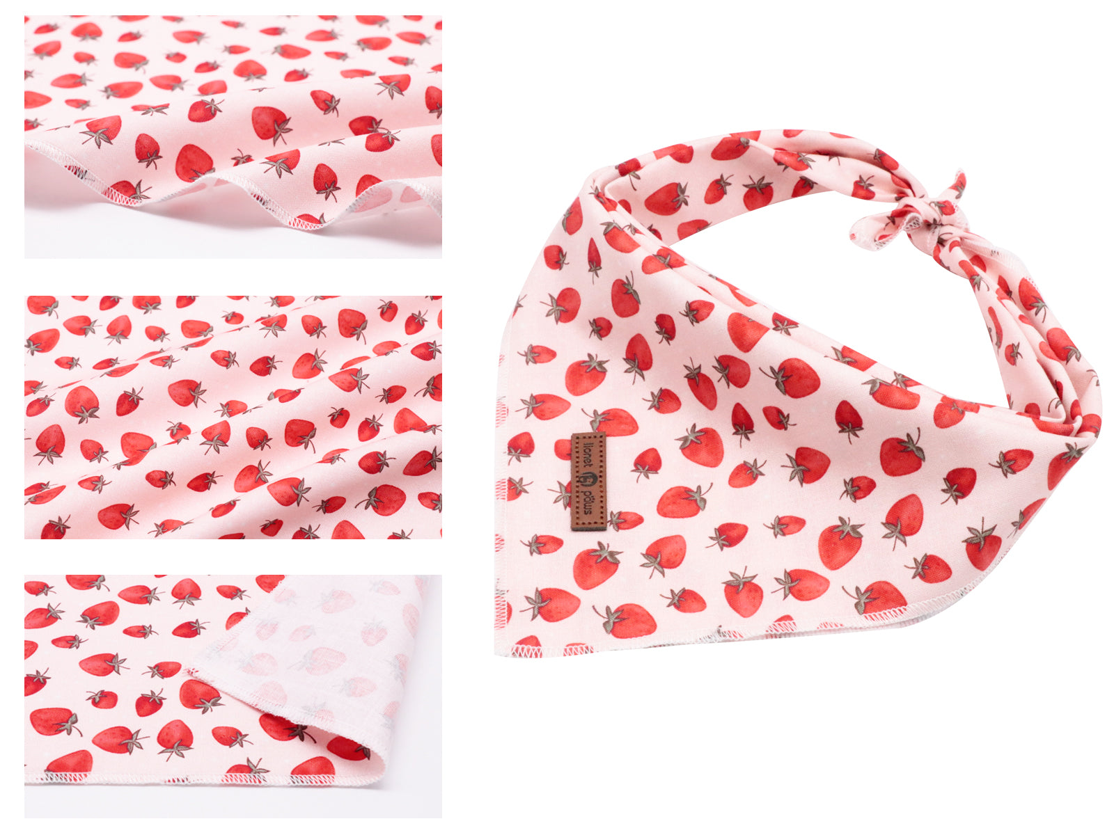 Dog Bandana Cotton Handkerchief Scarf Triangle Bandana for Female Dog, Strawberry