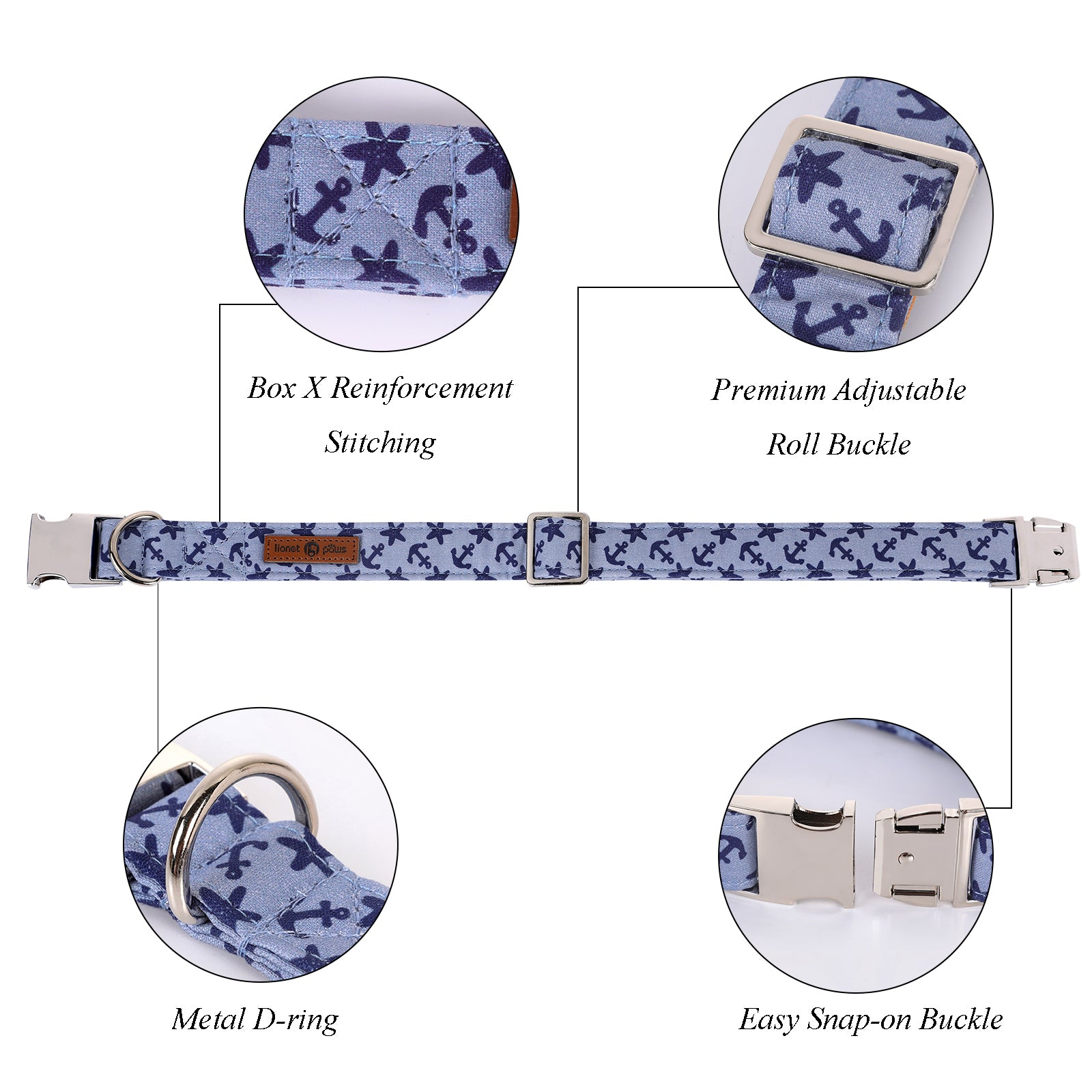 Summer Dog Collar with Bowtie for Boy or Girl, Anchor
