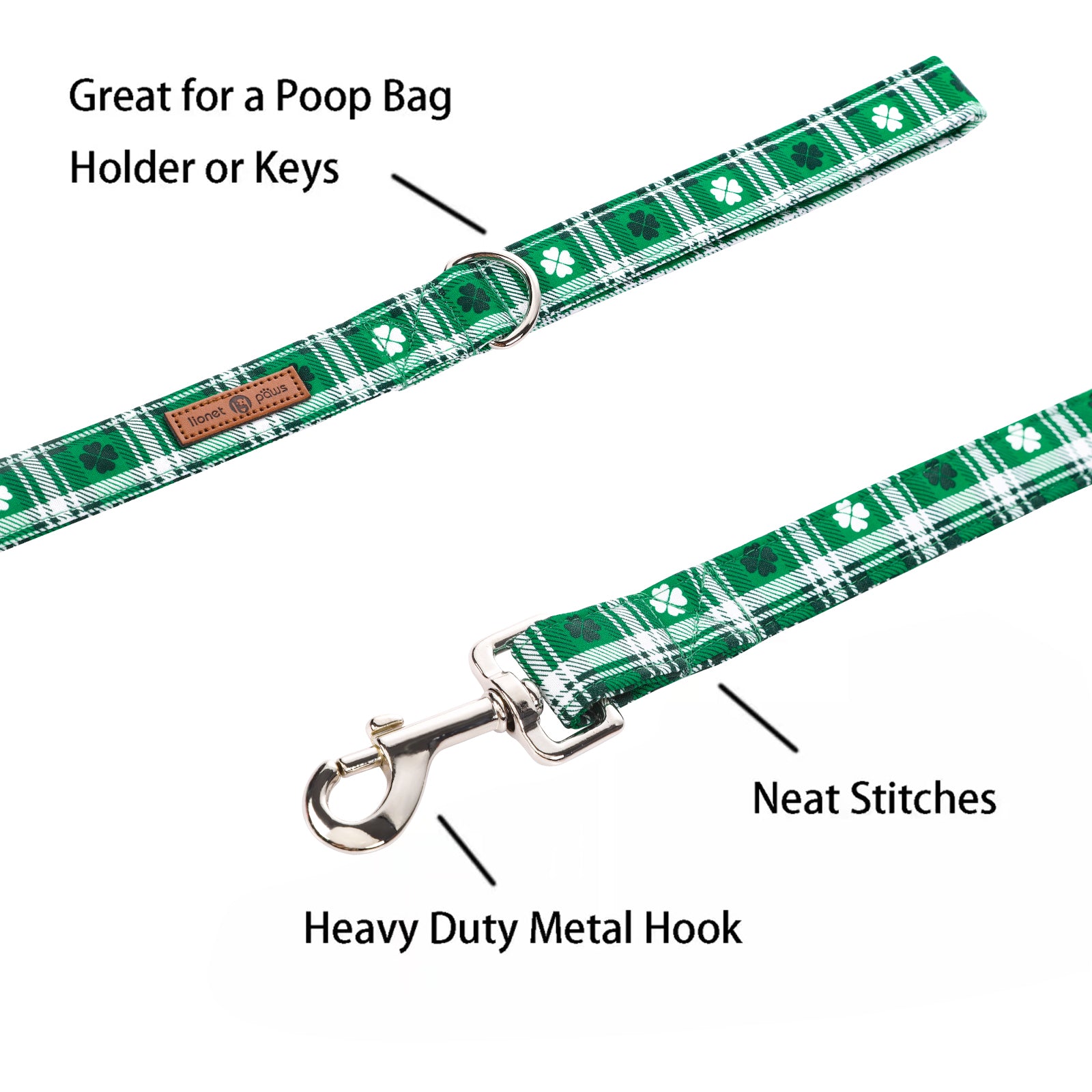 St. Patrick's Day Dog Leash for Small Medium Large Dog Matching Collar