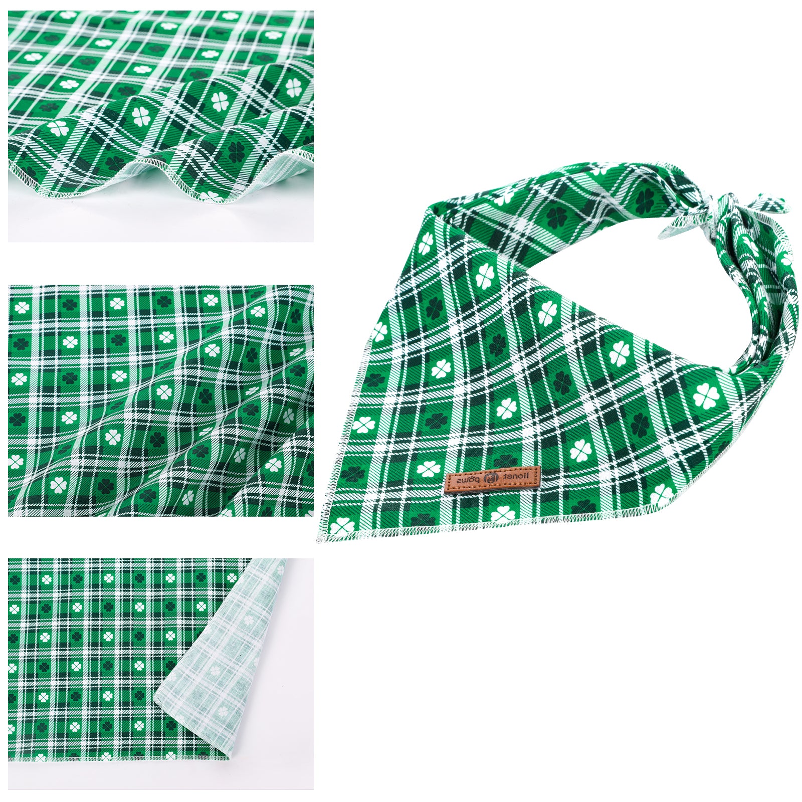St. Patrick's Day Green Dog Bandana Handkerchief Scarf Triangle Bandana for Male Female Dog