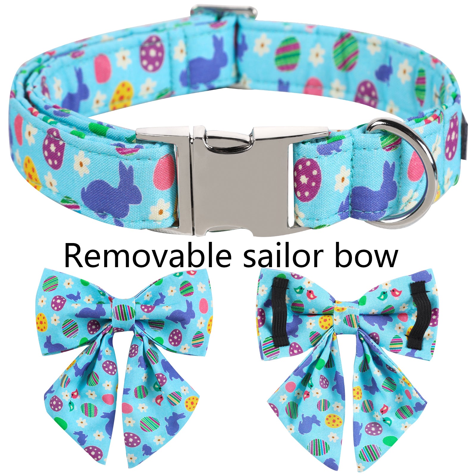 Easter Day Dog Collar with Sailor Bow for Girl