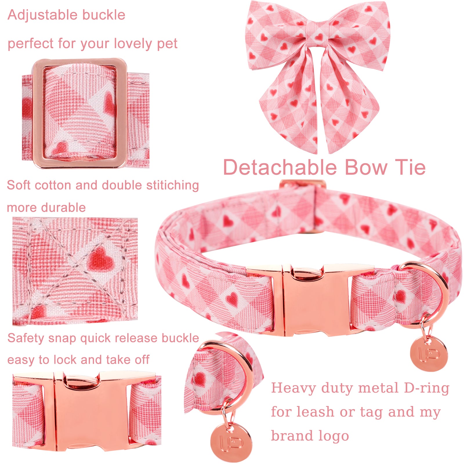 Valentine's Day Dog Collar with Sailor Bow for Girl