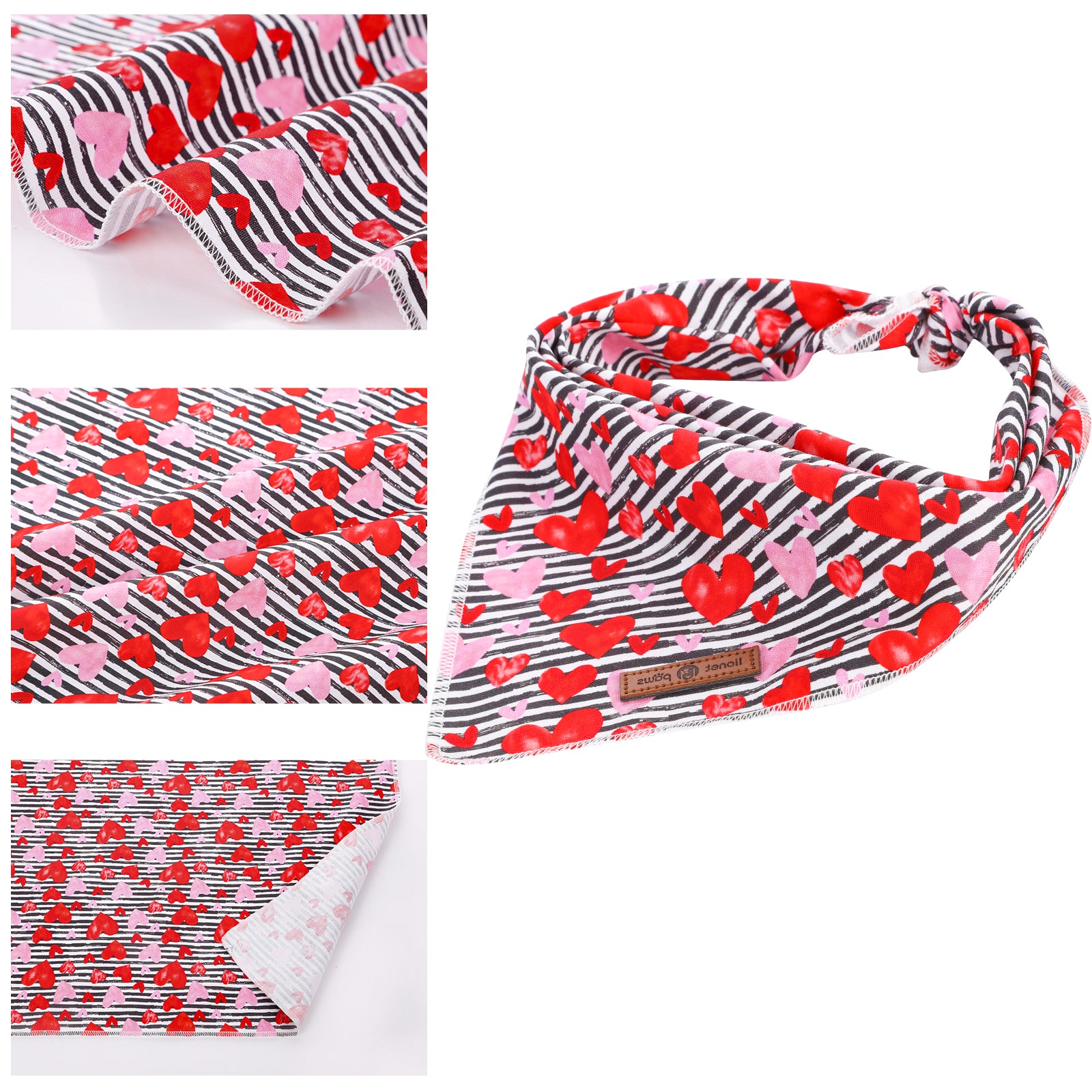 Valentine's Day Dog Bandana Cotton Handkerchief Scarf Triangle Bandana for Male Female Dog