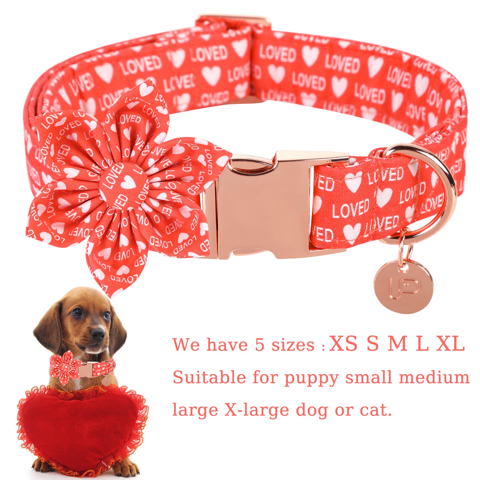 Valentine's Day Dog Collar with Flower for Female Dog