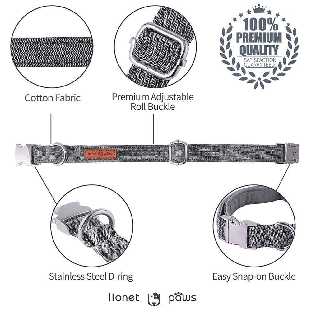 Dog Collar with Bowtie for Boy and girl, Gray