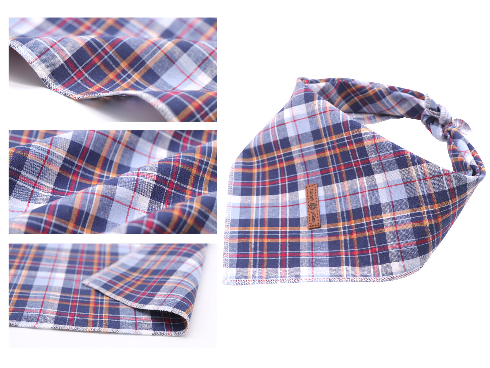 Dark Blue Dog Bandana Cotton Handkerchief Scarf Triangle Bandana for Male Dog