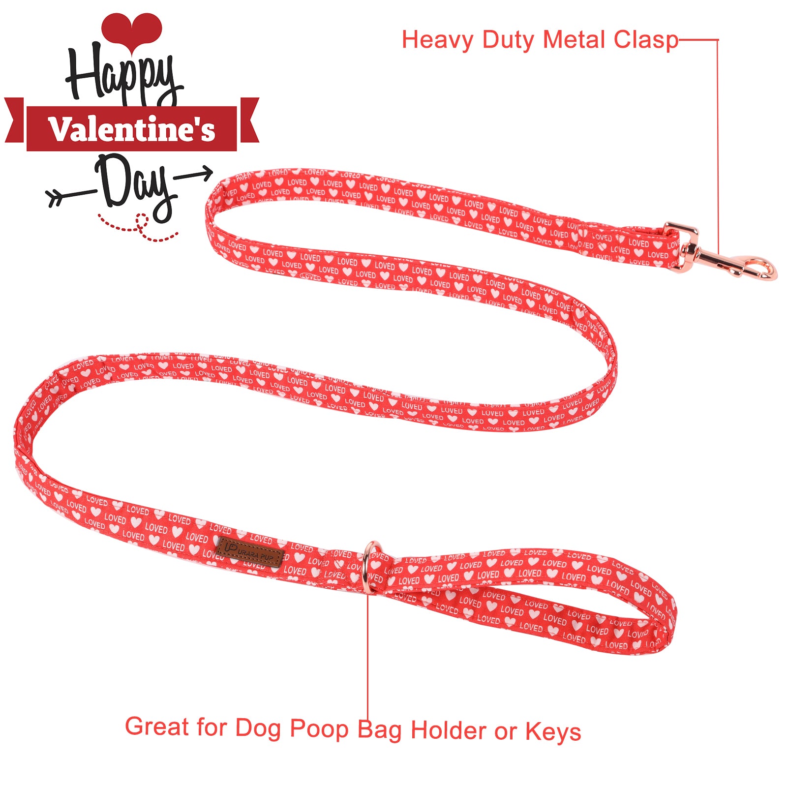 Valentine's Day Dog Leash for Small Medium Large Dog