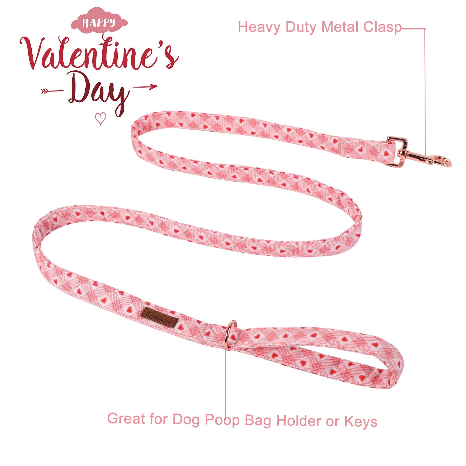 Valentine's Day Dog Leash for Small Medium Large Dog