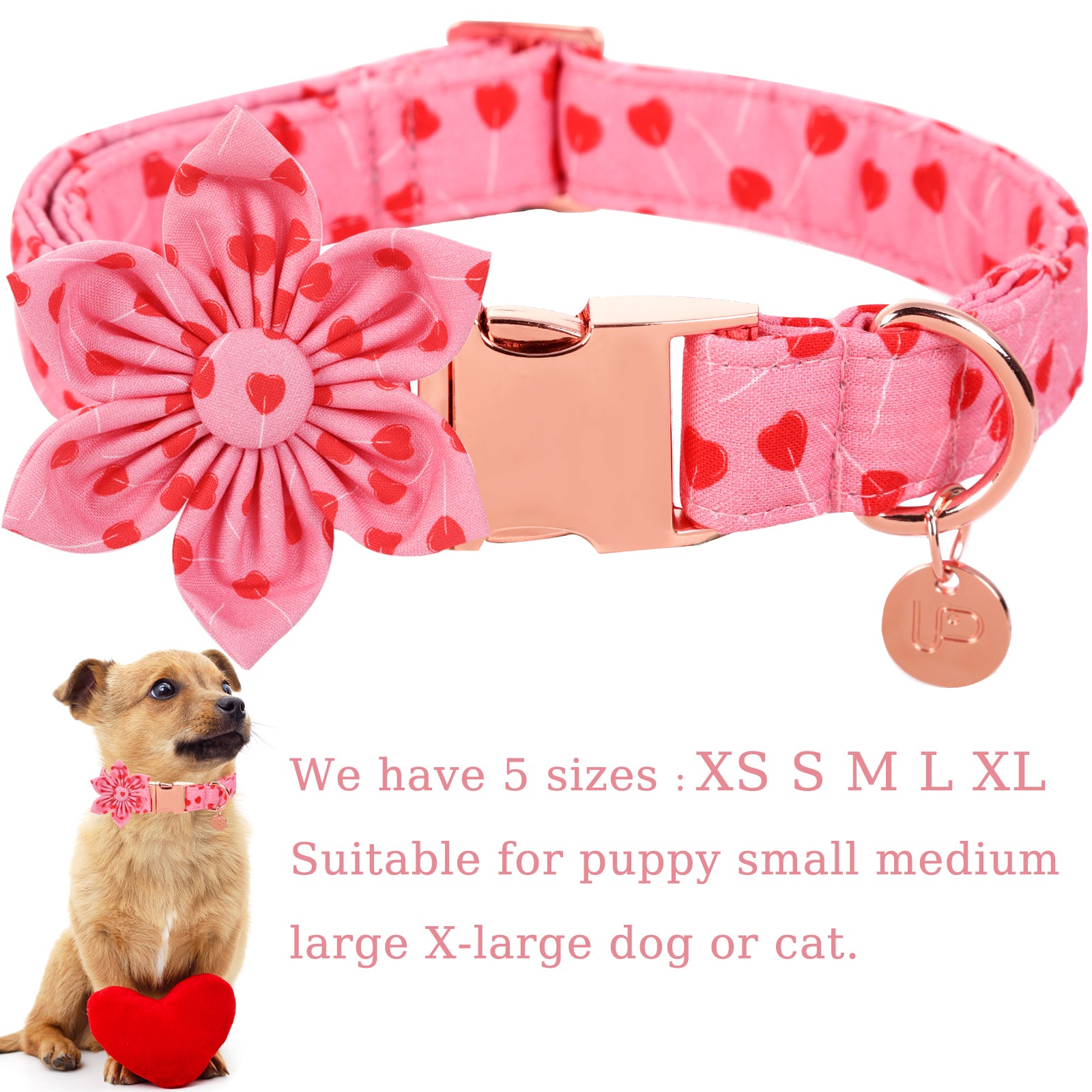 Valentine's Day Dog Collar with Flower for Female Dog