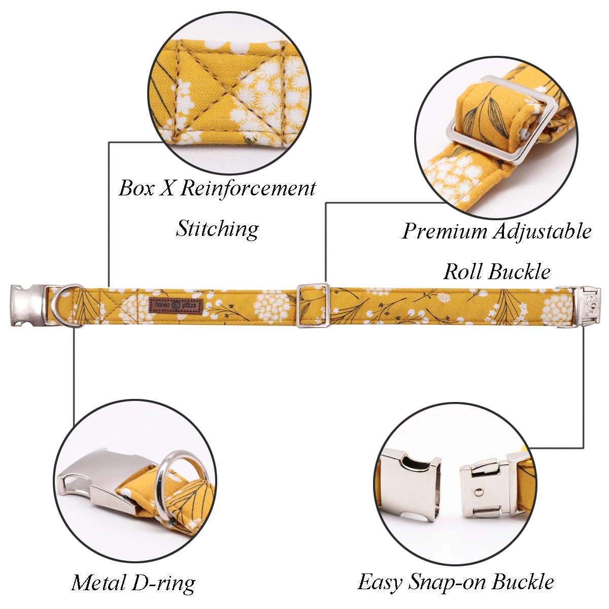 Yellow Flower Dog Collar with Flower for Female Dog