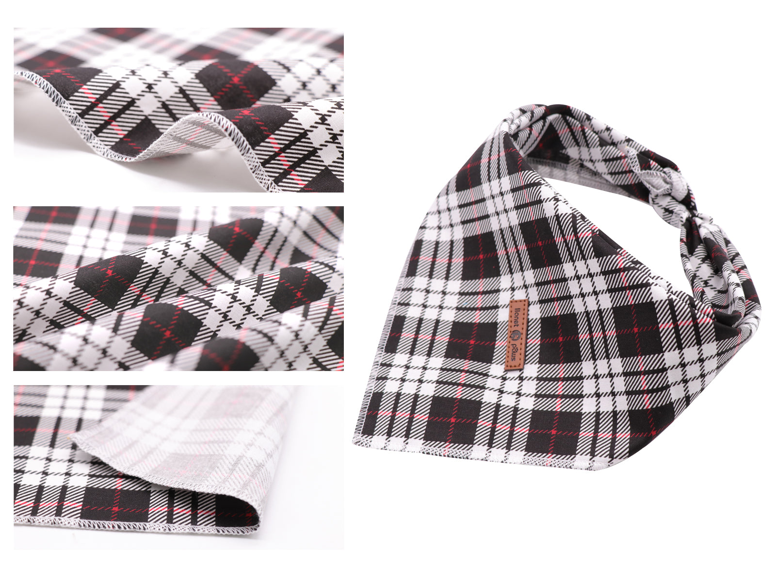 Black Plaid Dog Bandana for Small Medium Large Male Dogs Gift