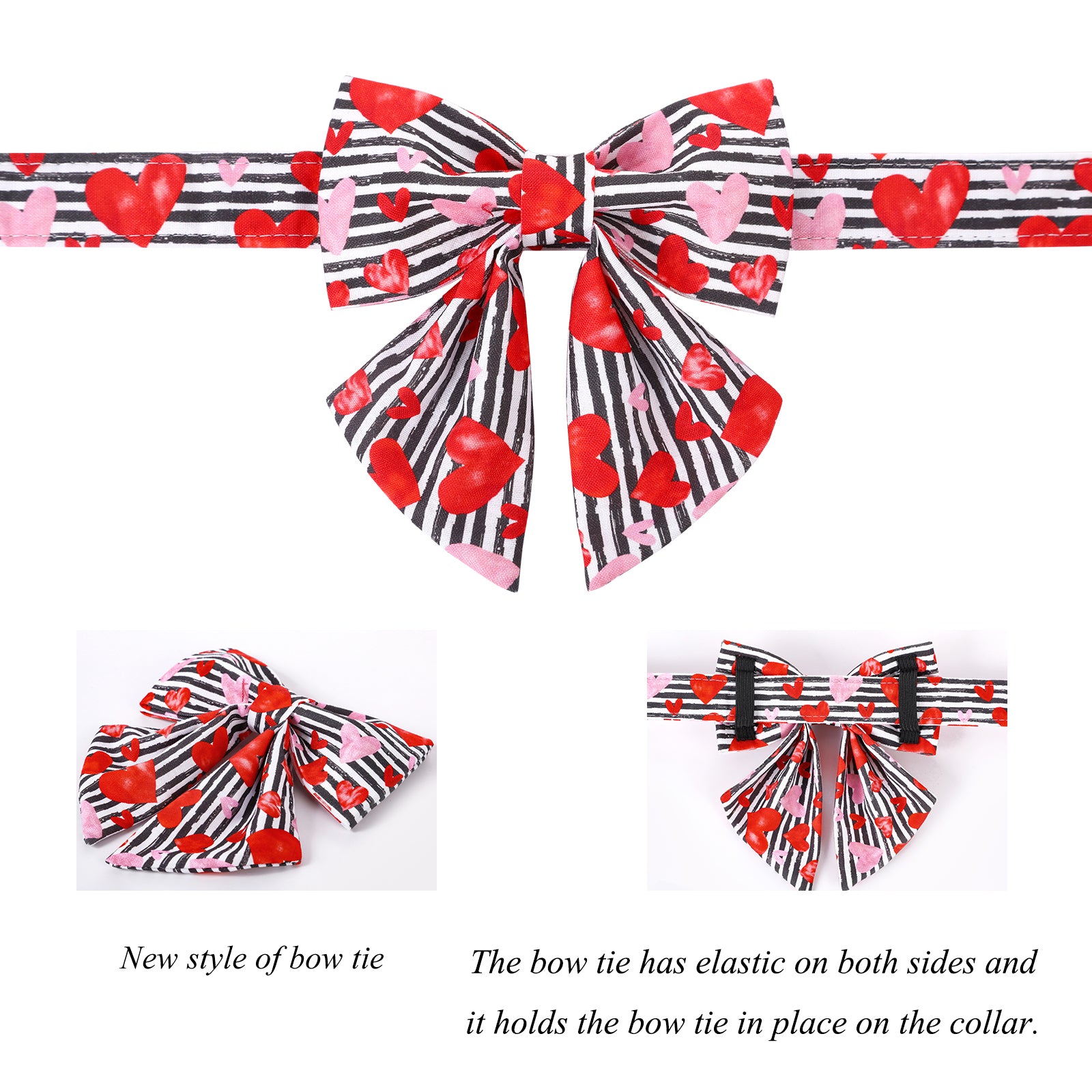 Valentine's Day Dog Collar with Sailor Bow for Girl