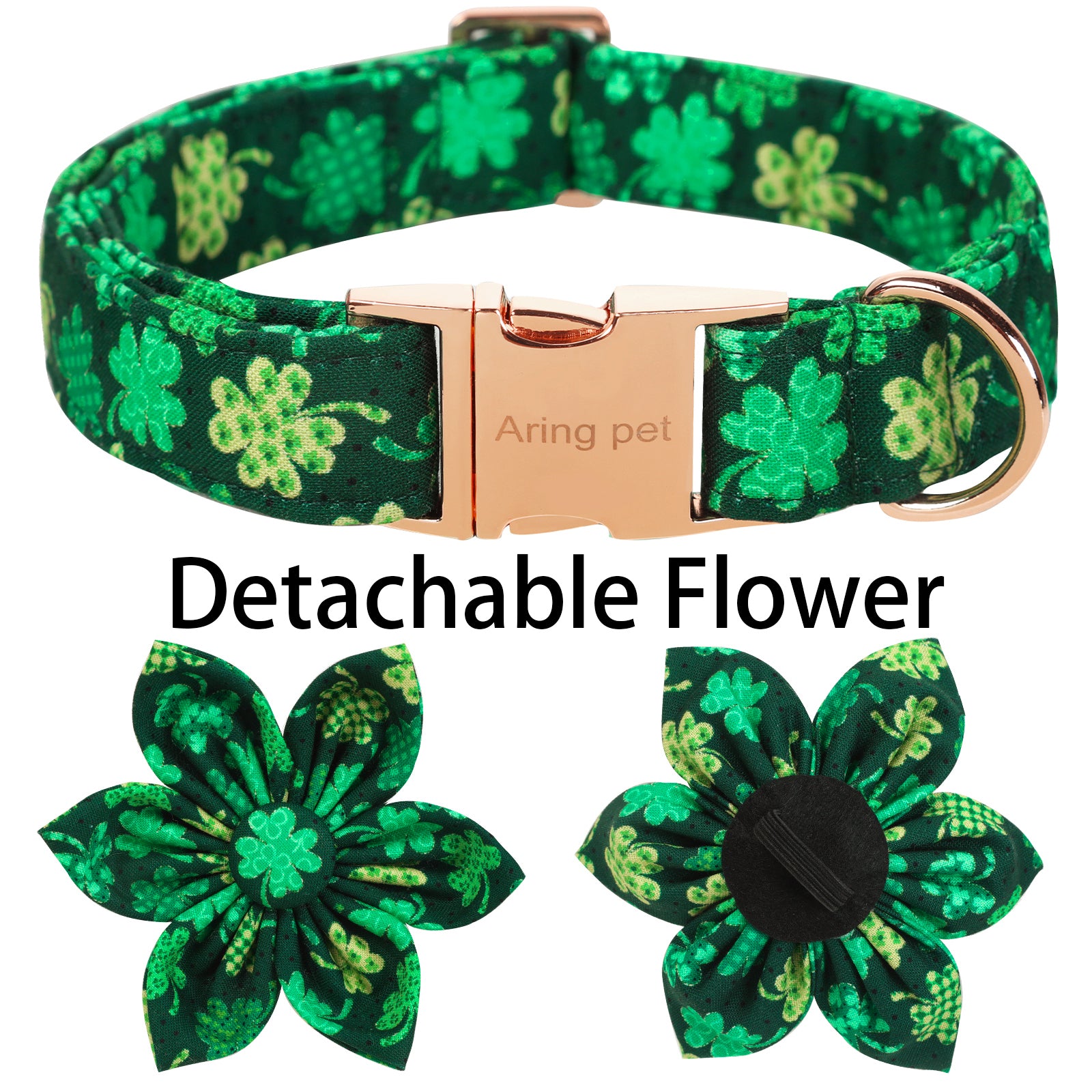 St. Patrick's Day Dog Collar with Flower for Female Dog