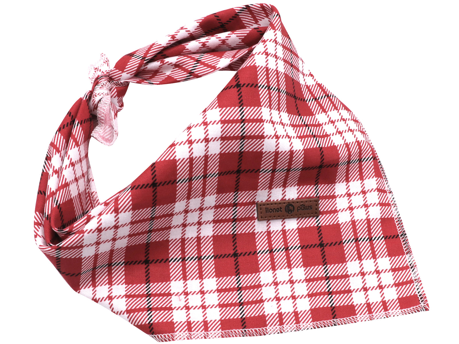 Red Plaid Dog Bandana Cotton Handkerchief Scarf Triangle Bandana for Male Female Dog