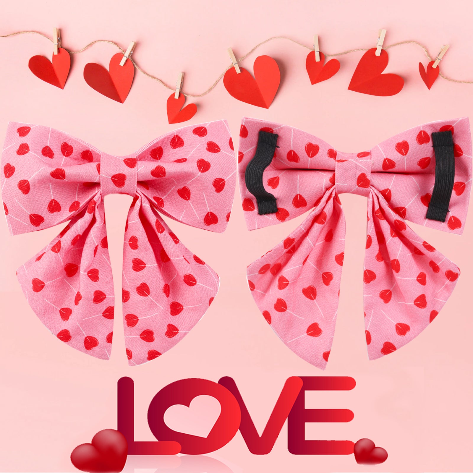Valentine's Day Dog Collar with Sailor Bow for Girl