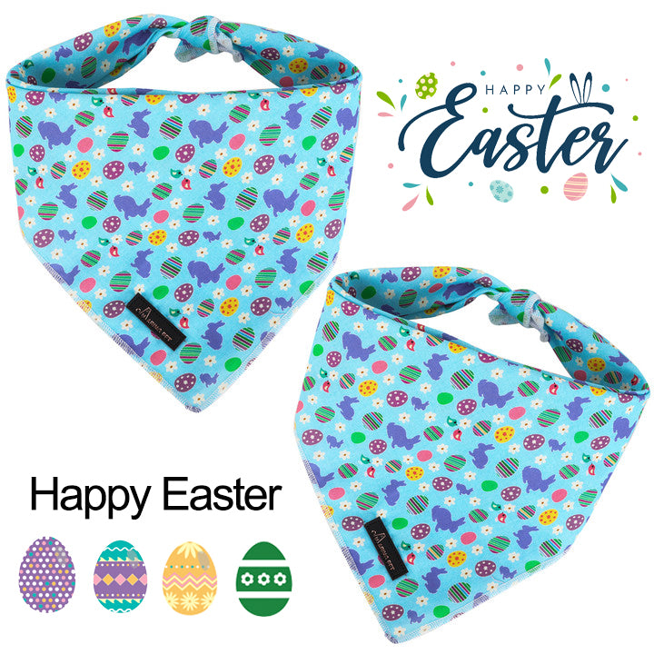Easter Dog Bandana Cotton Handkerchief Scarf for Female Dog, Bunny Egg