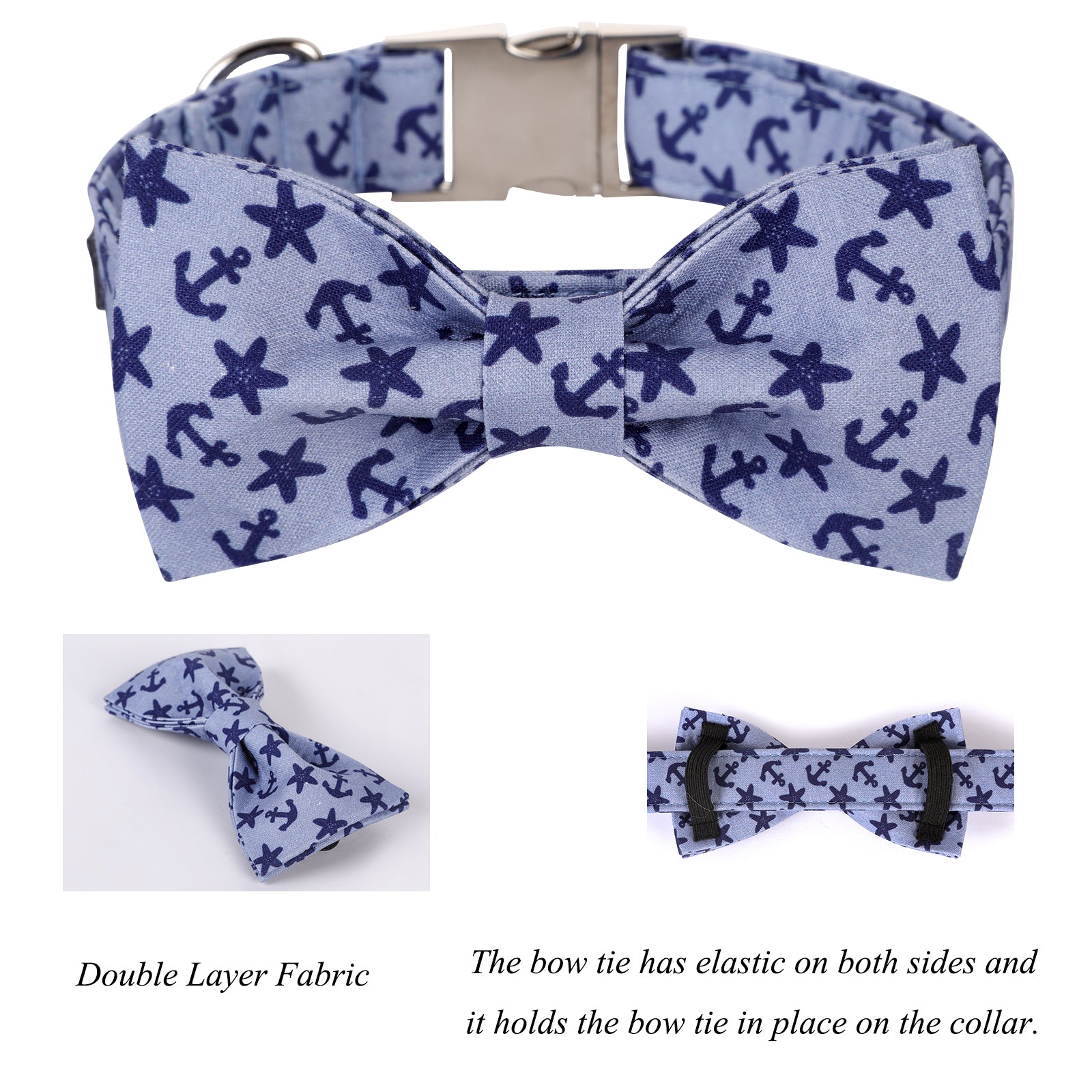 Summer Dog Collar with Bowtie for Boy or Girl, Anchor