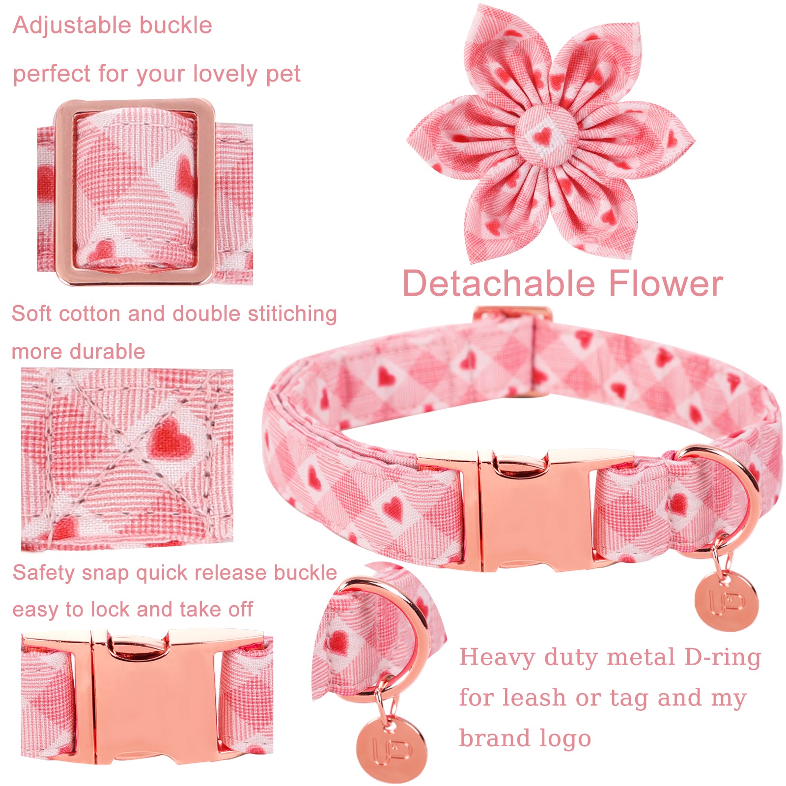 Valentine's Day Dog Collar with Flower for Female Dog