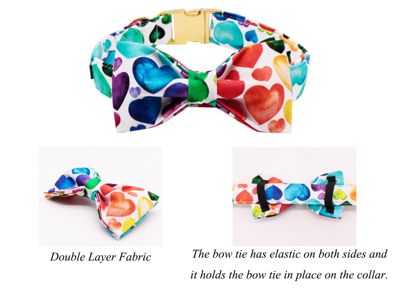 Valentine's Day Bowtie Dog Collar with Metal Buckle for Girl or Boy