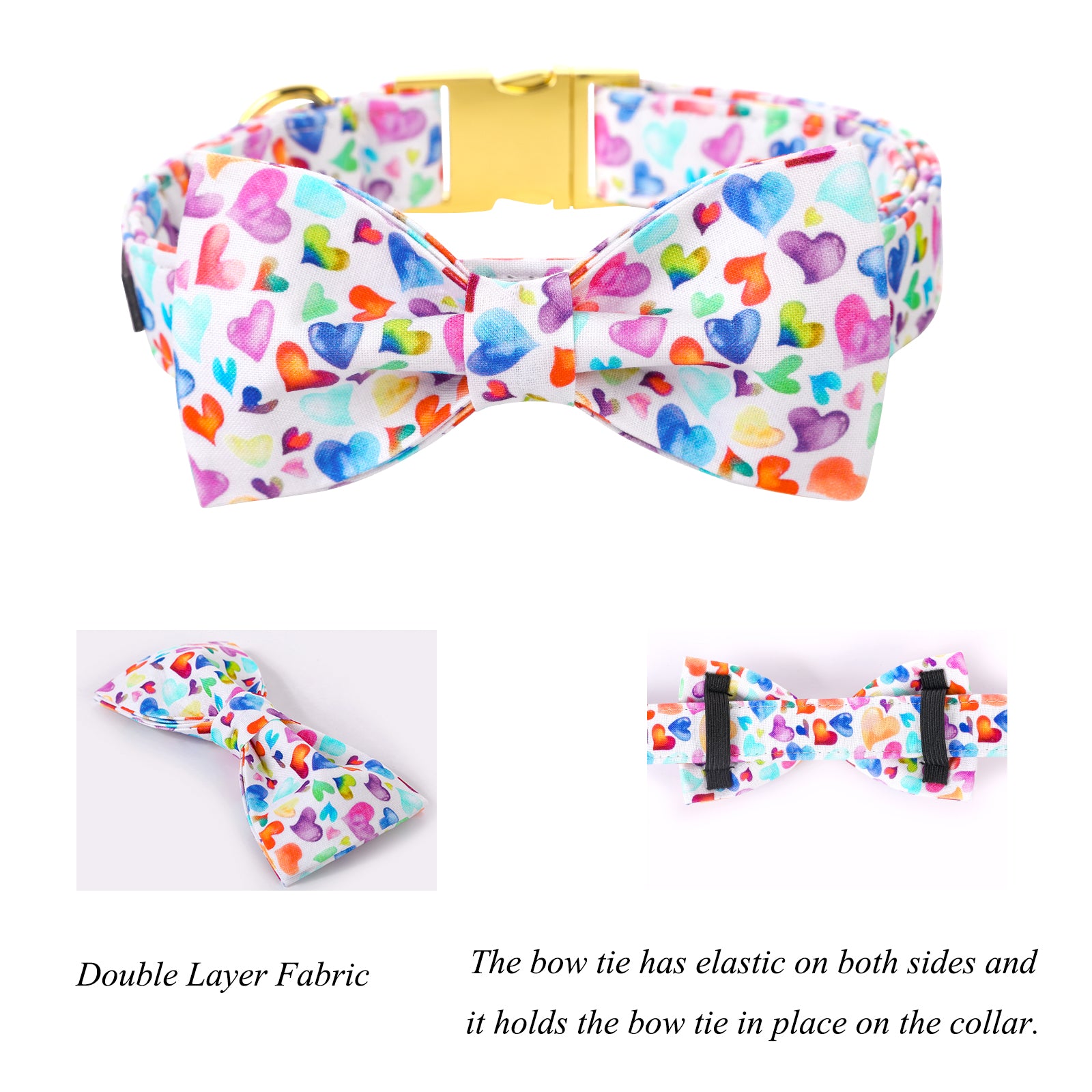Valentine's Day Bowtie Dog Collar with Metal Buckle for Girl or Boy