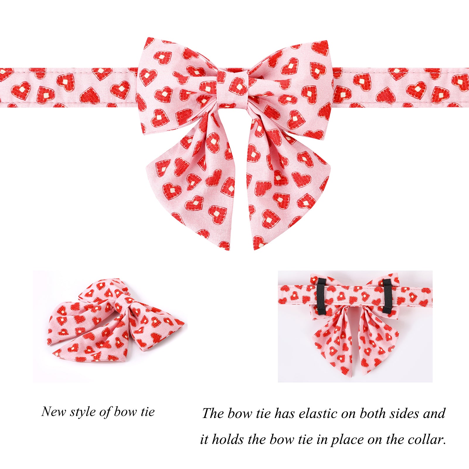 Valentine's Day Dog Collar with Sailor Bow for Girl