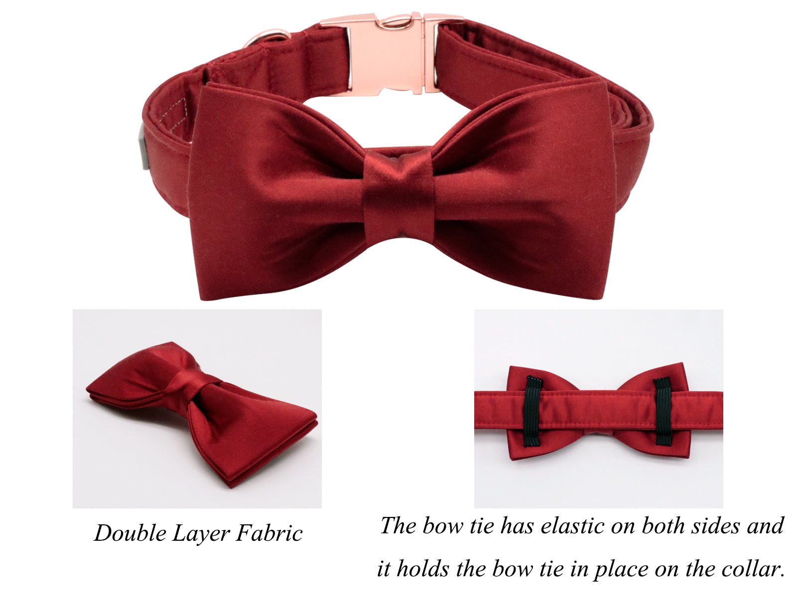 Comfortable Silk Dog Collar with Detachable Bowtie for Male Female Dogs