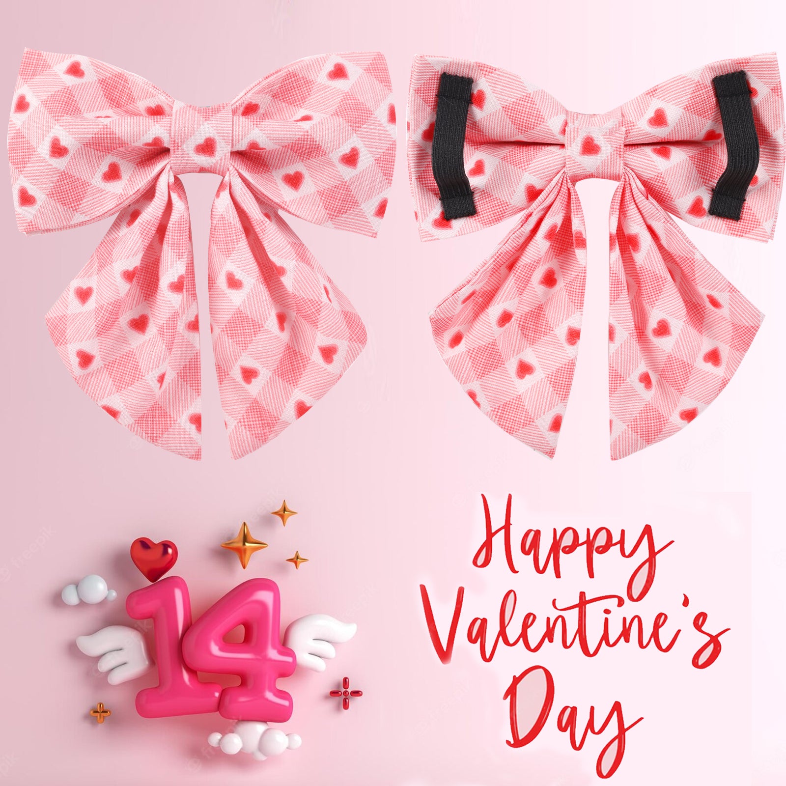 Valentine's Day Dog Collar with Sailor Bow for Girl