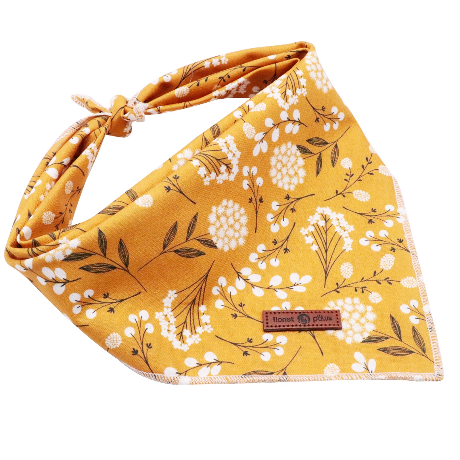 Yellow Flower Dog Bandana Cotton Handkerchief Scarf Triangle Bandana for Female Dog