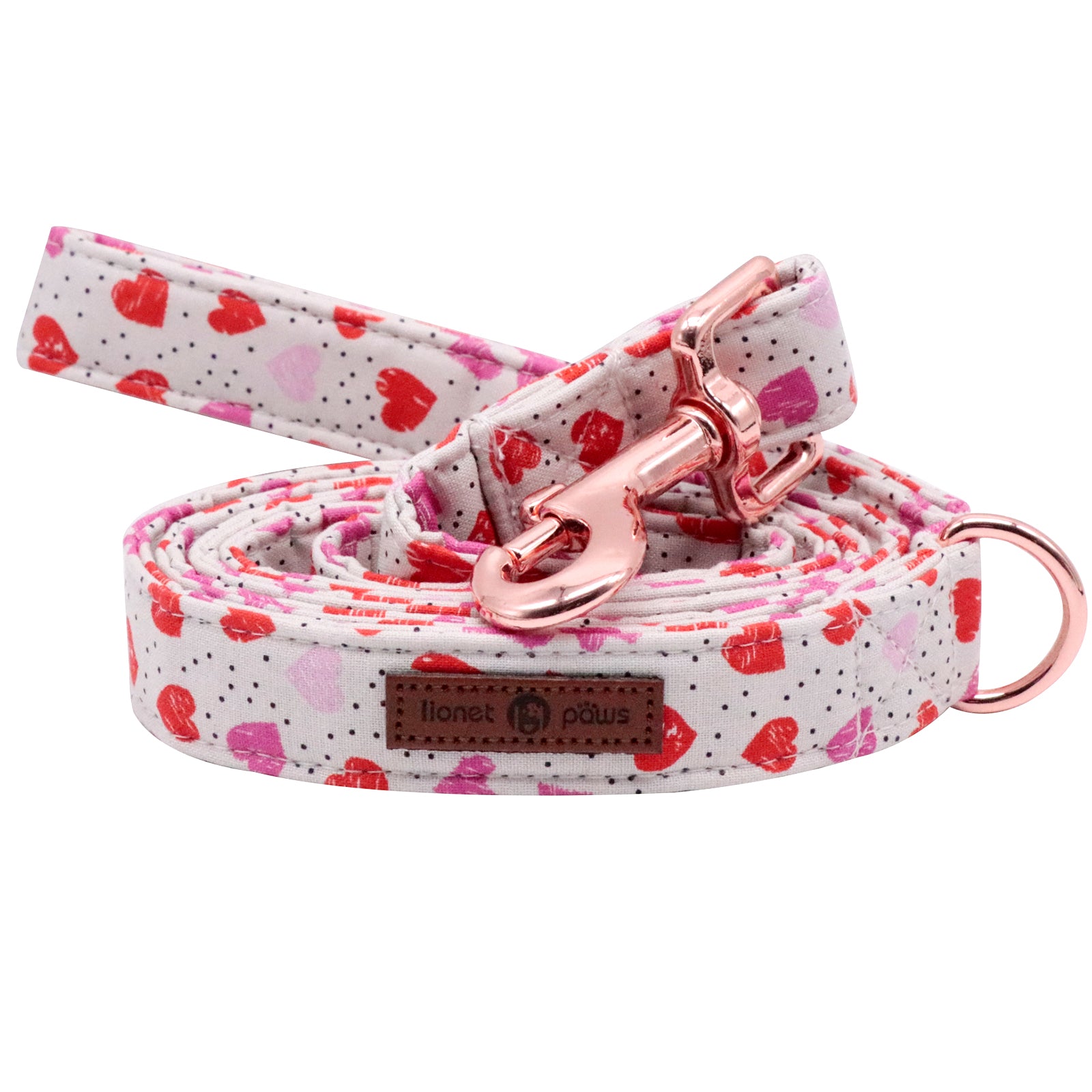 Valentine's Day Dog Leash for Small Medium Large Dog Matching Collar