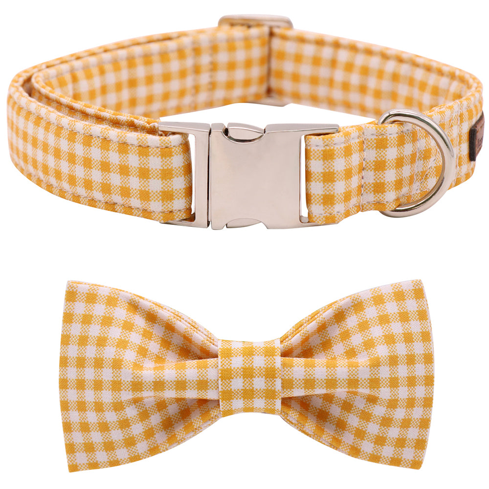 Yellow Dog Collar with Bowtie for Girl or Boy