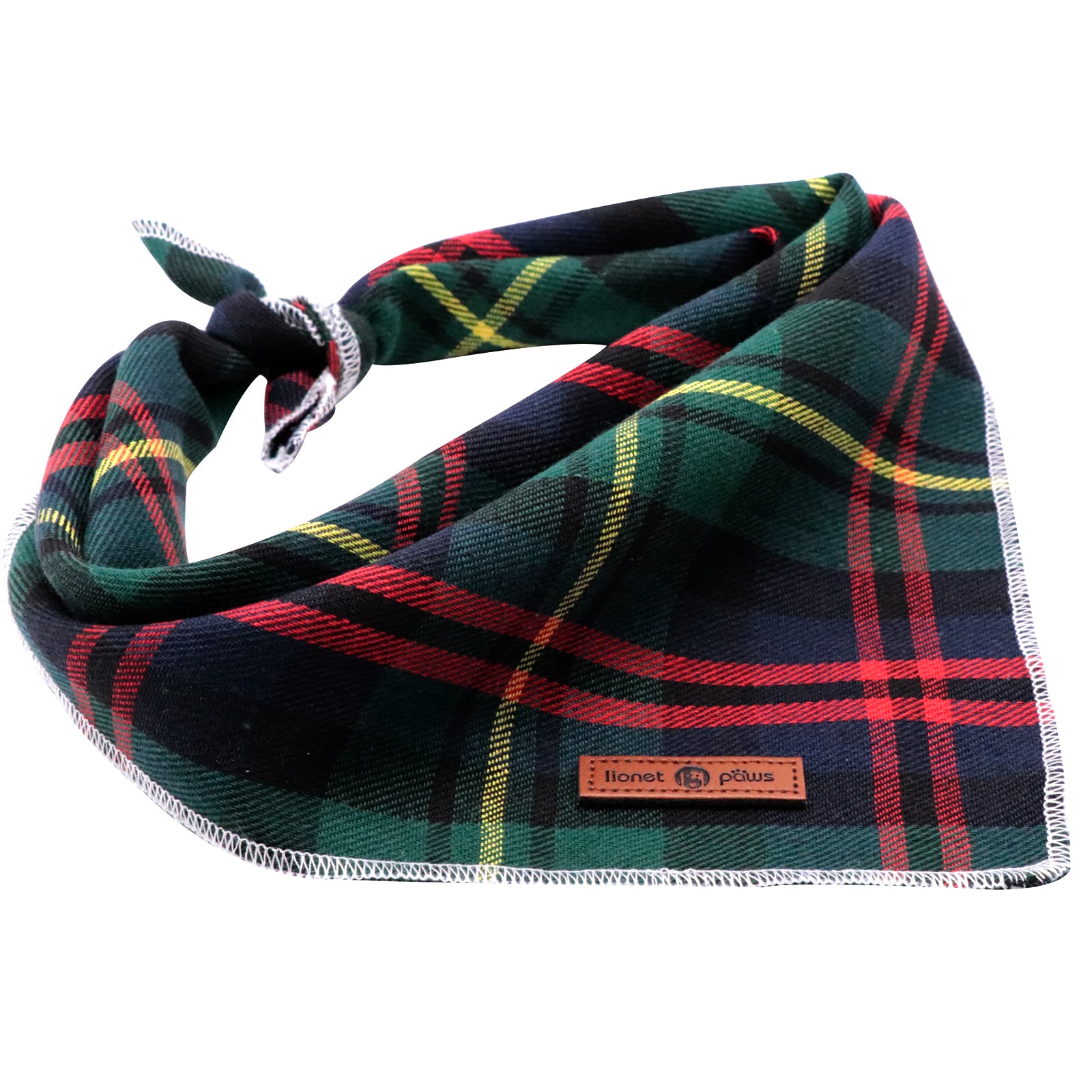 Green Tartan Dog Bandana Cotton Handkerchief Scarf Triangle Bandana for Male Female Dog