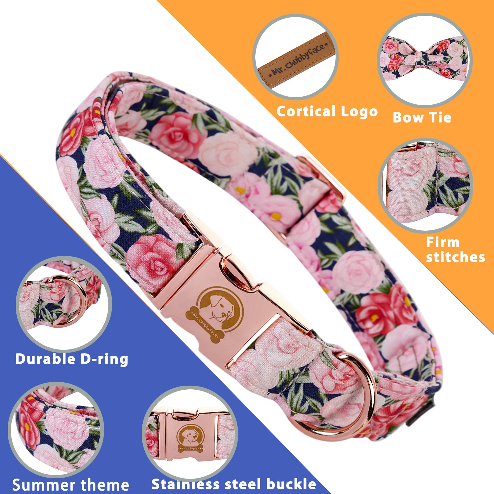 Dog Collar with Flower for Female Dog
