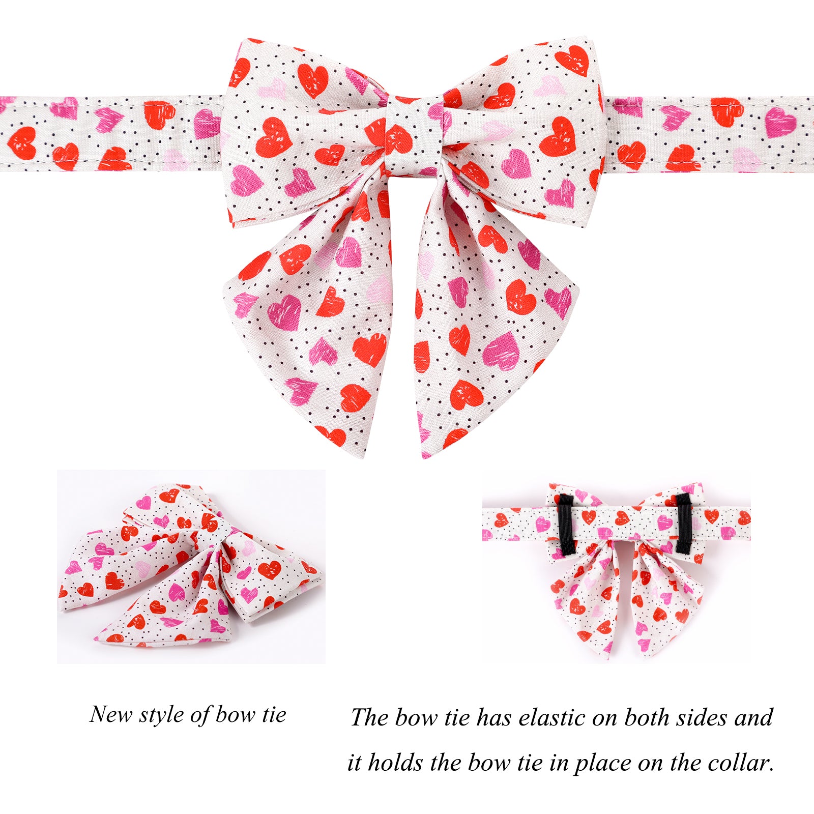 Valentine's Day Dog Collar with Sailor Bow for Girl