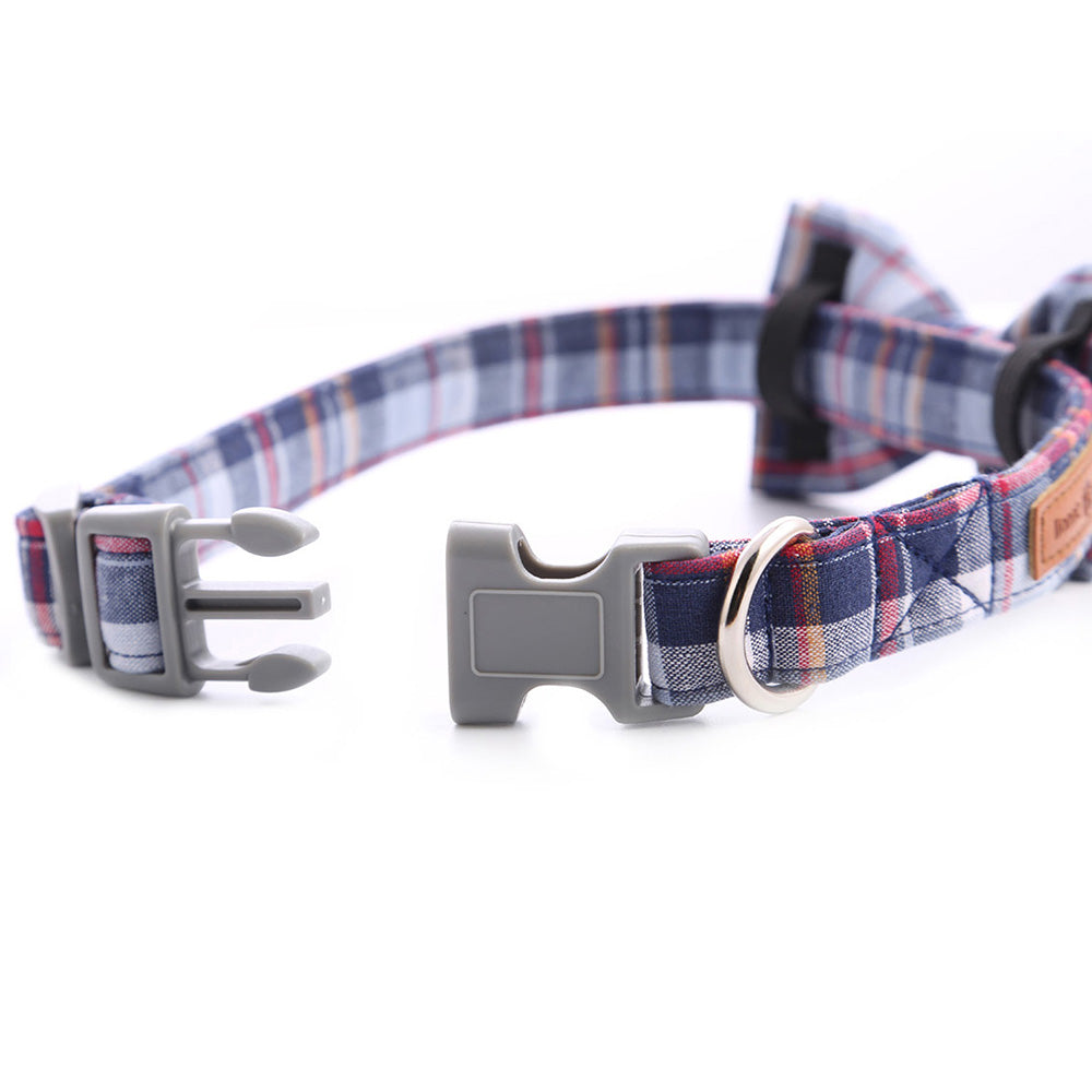 DarkBlue Bowtie Dog Collar with Plastic Buckle for Boy