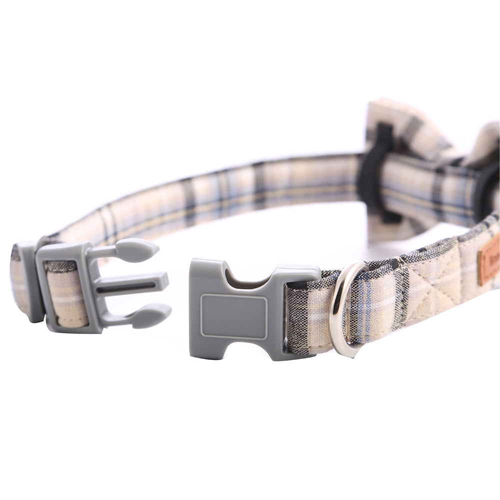 Bowtie Dog Cat Collar with Plastic Buckle, Gray