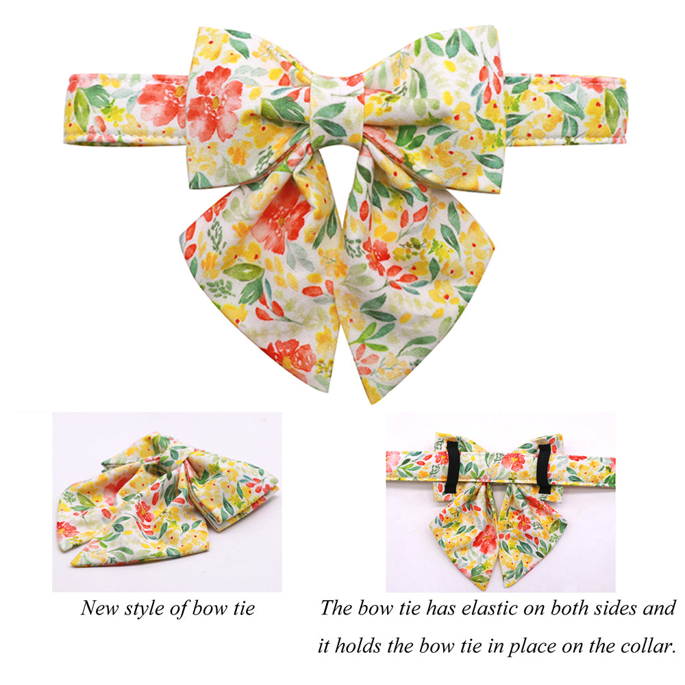 Spring Yellow Dog Collar with Sailor Bow for Girl