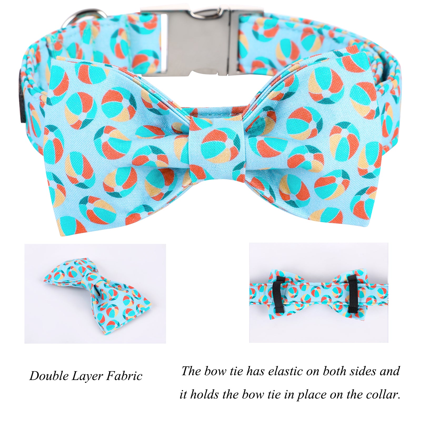 Summer Dog Collar with Bowtie, Beach Ball