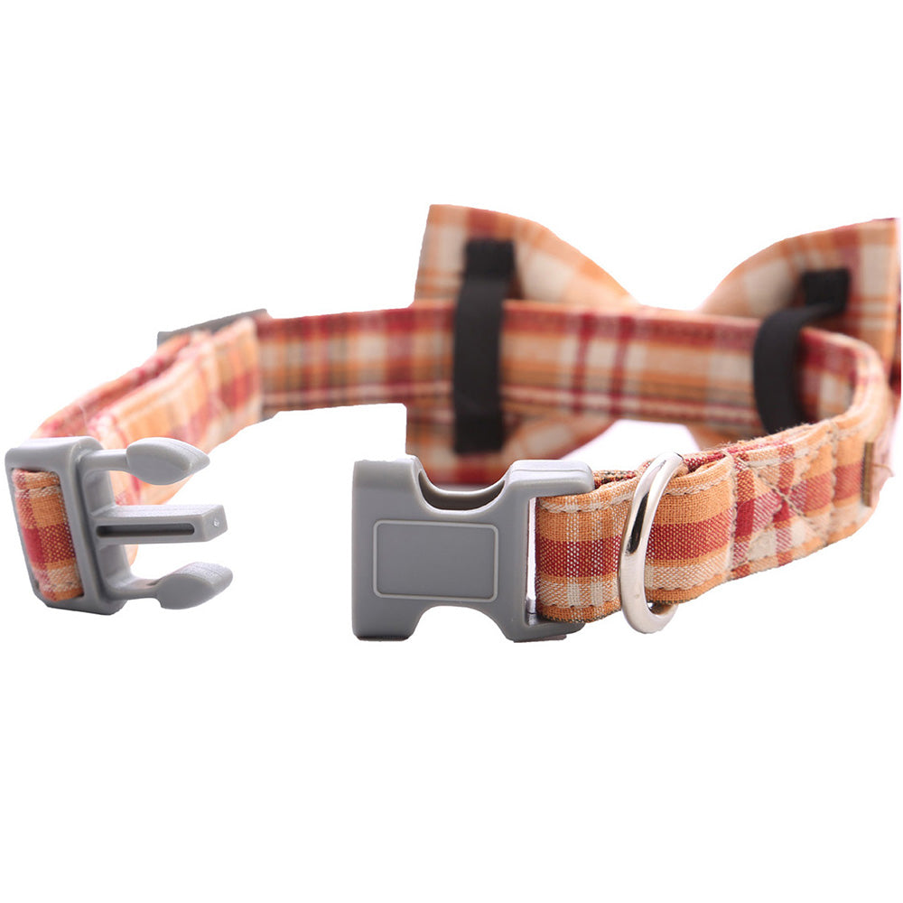 Bowtie Dog Cat Collar with Plastic Buckle, Orange