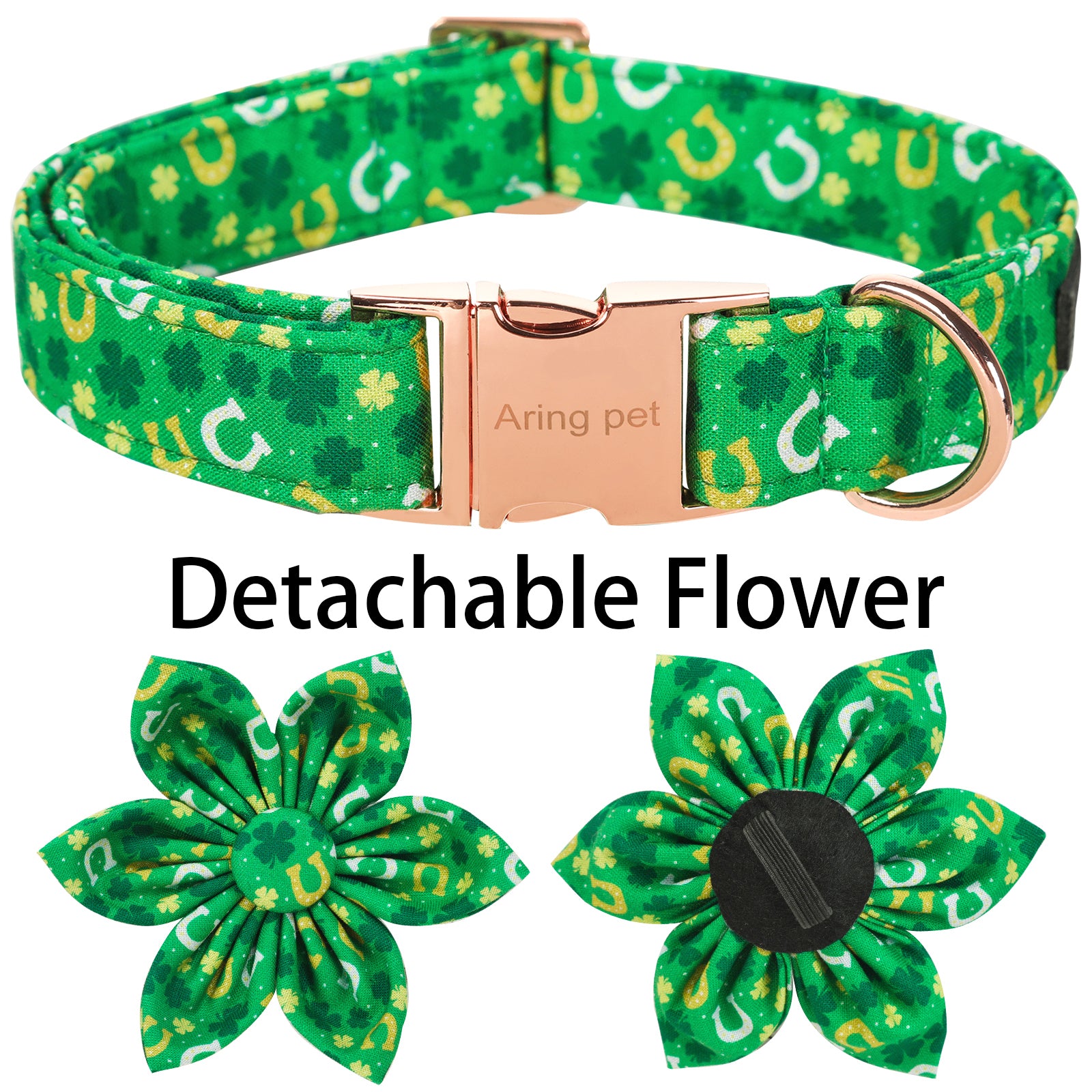 St. Patrick's Day Dog Collar with Flower for Female Dog