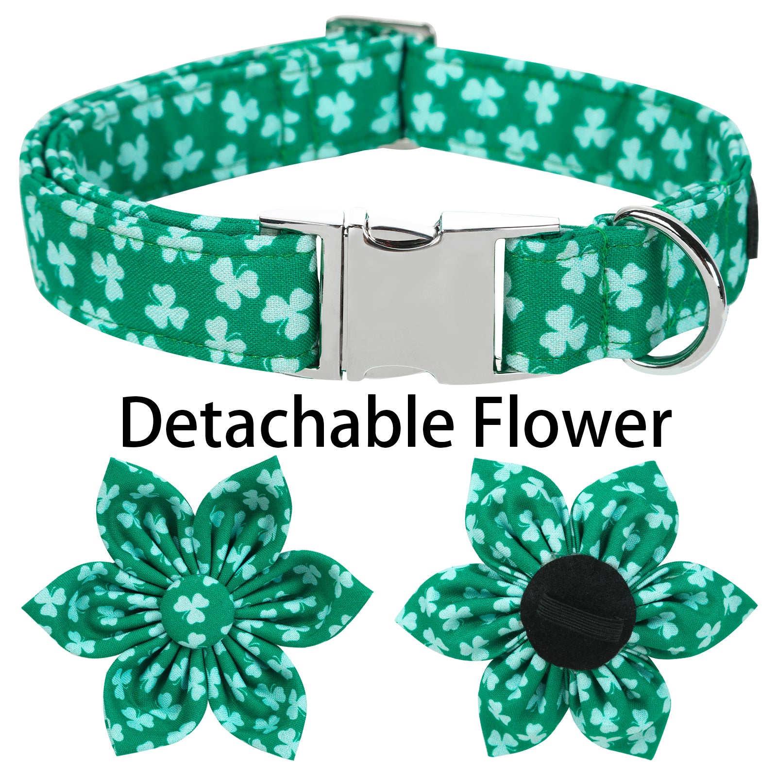 St. Patrick's Day Dog Collar with Flower for Female Dog