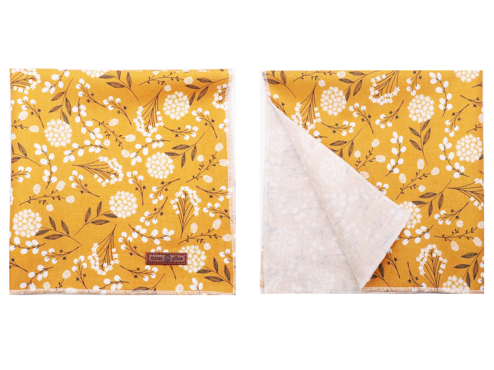 Yellow Flower Dog Bandana Cotton Handkerchief Scarf Triangle Bandana for Female Dog