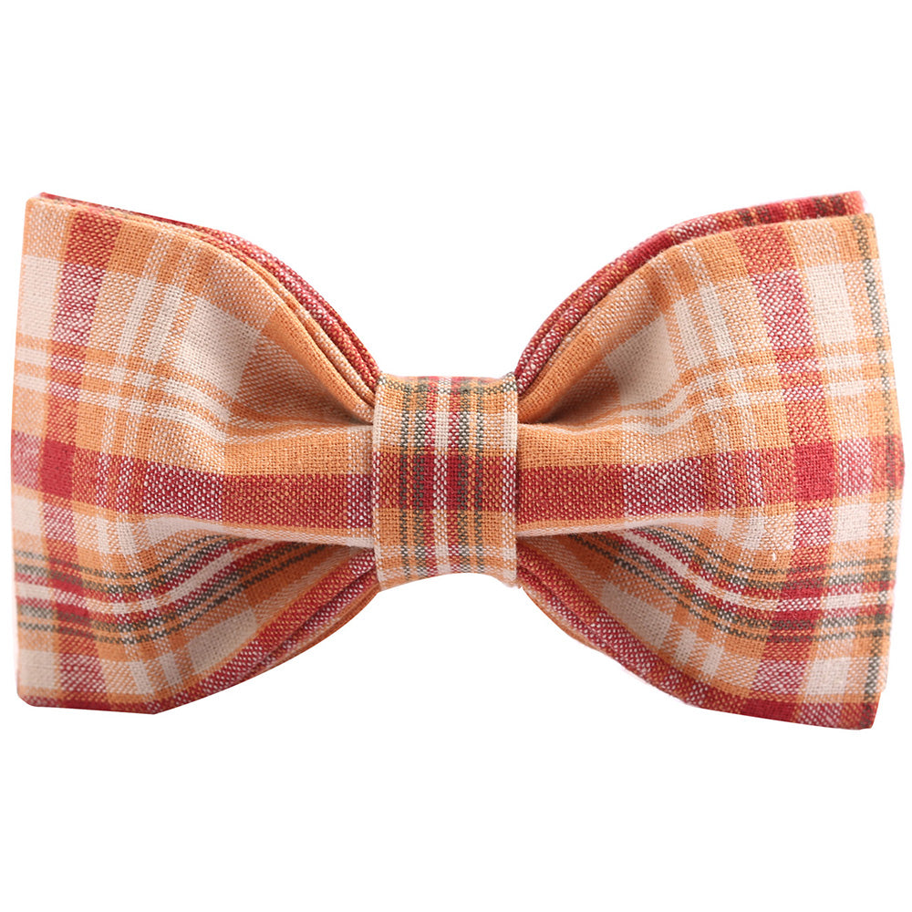 Bowtie Dog Cat Collar with Plastic Buckle, Orange