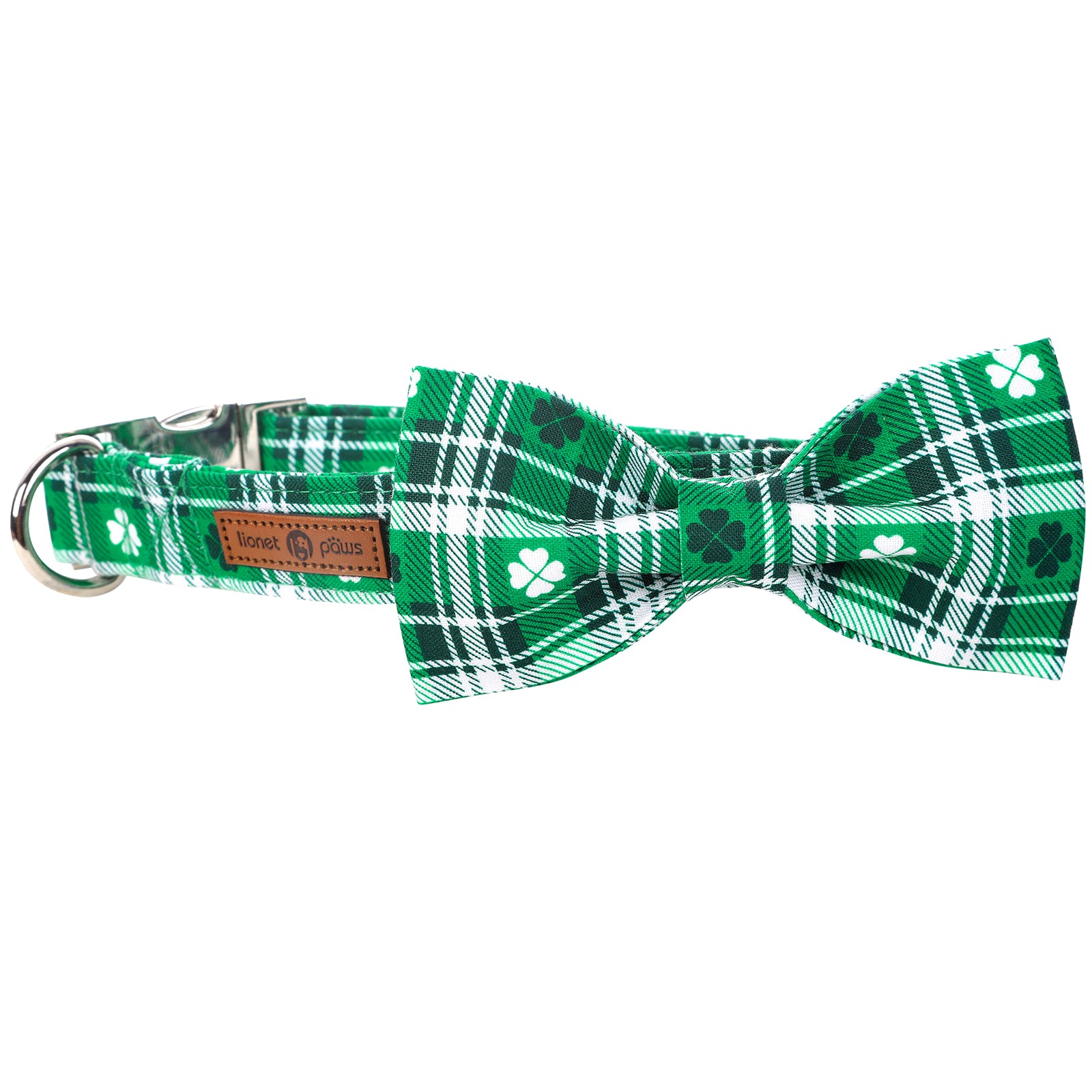 St. Patrick's Day Dog Collar with Bowtie for Girl or Boy, Green Clover