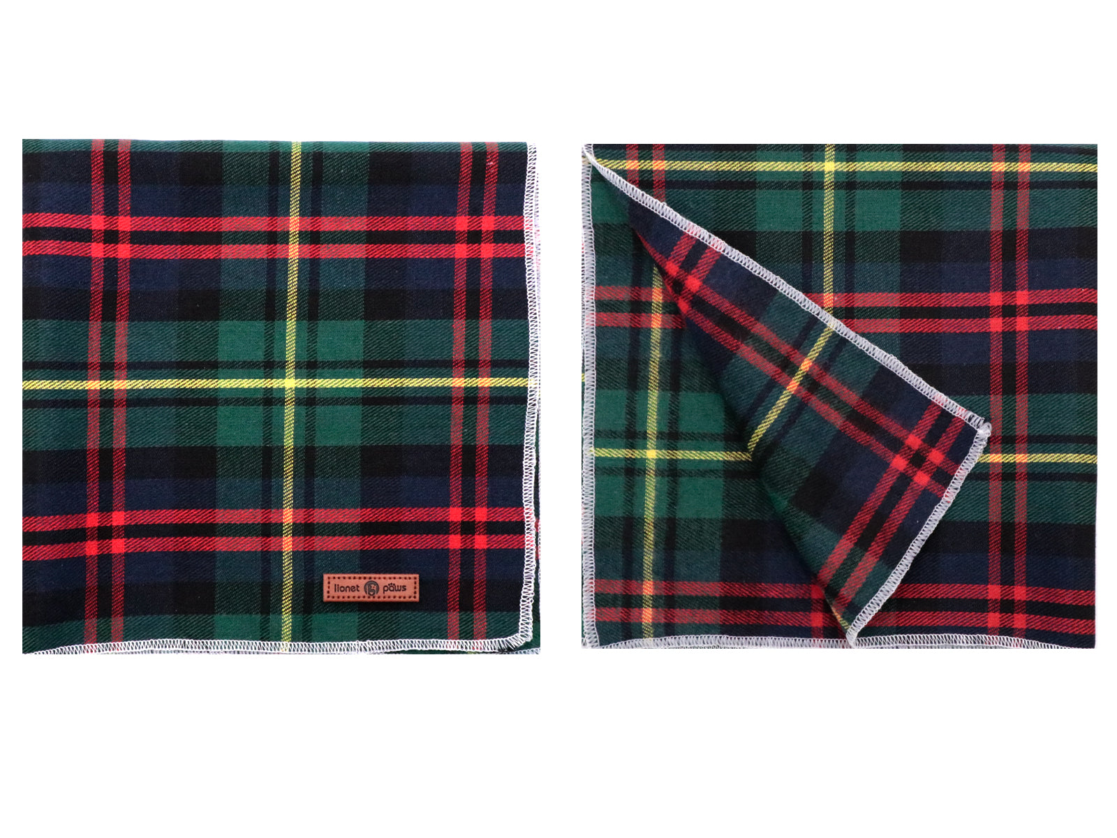 Green Tartan Dog Bandana Cotton Handkerchief Scarf Triangle Bandana for Male Female Dog