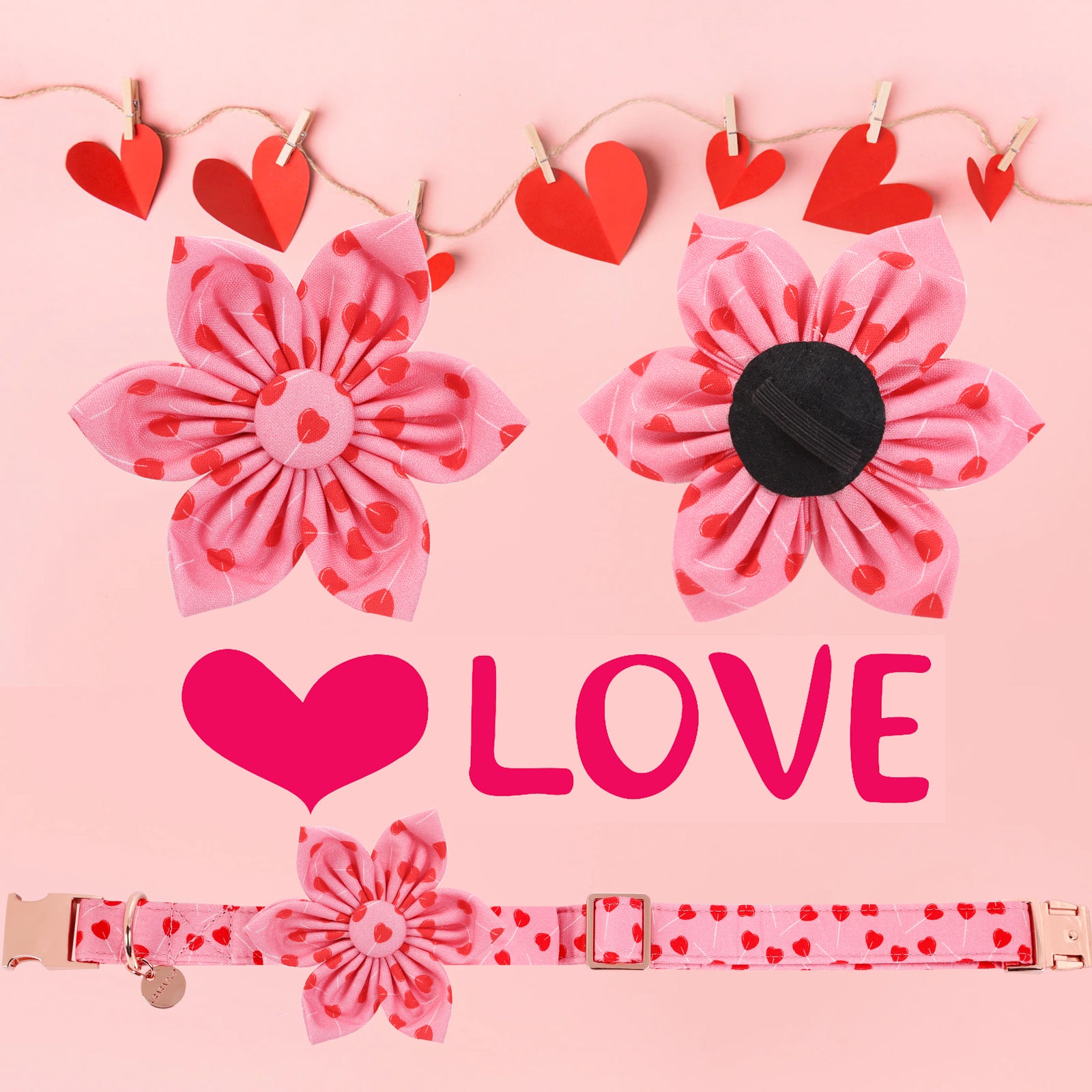 Valentine's Day Dog Collar with Flower for Female Dog