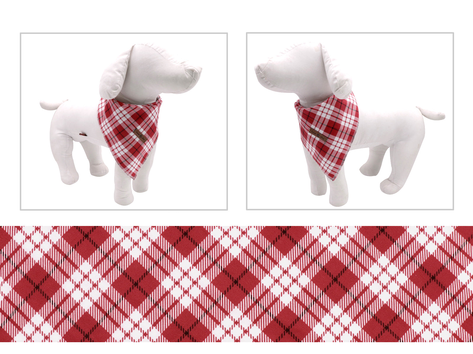 Red Plaid Dog Bandana Cotton Handkerchief Scarf Triangle Bandana for Male Female Dog