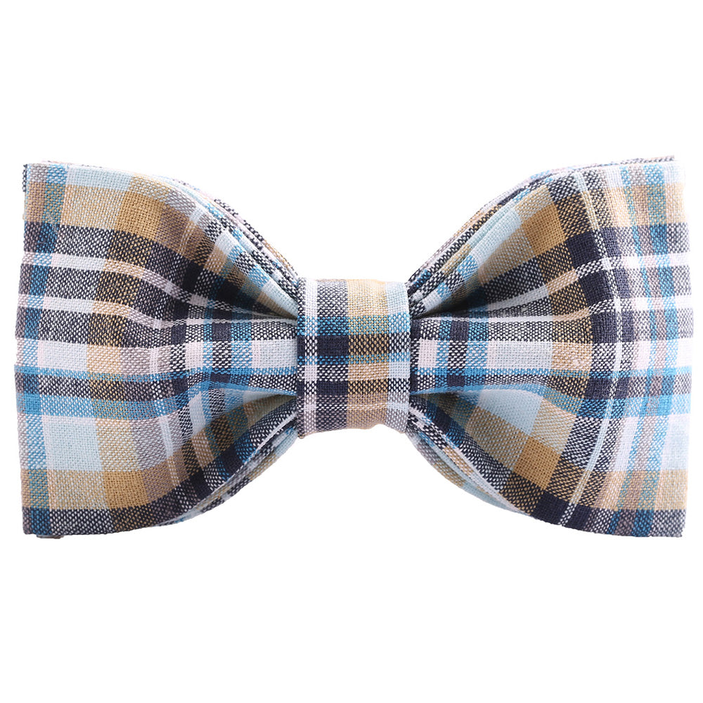 Blue Bowtie Dog Cat Collar with Plastic Buckle for Girl or Boy