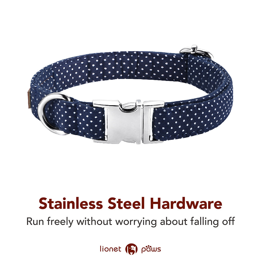 Bowtie Dog Collar with Metal Buckle for Girl or Boy, Navy Blue